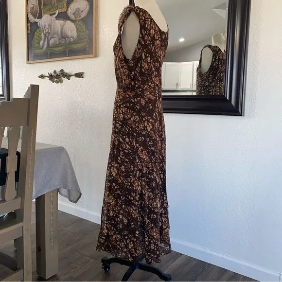 Jones New York Silk Butterfly Print Scoop Neck Sleeveless Maxi Dress Size 16 NWT