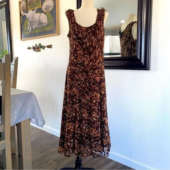 Jones New York Silk Butterfly Print Scoop Neck Sleeveless Maxi Dress Size 16 NWT