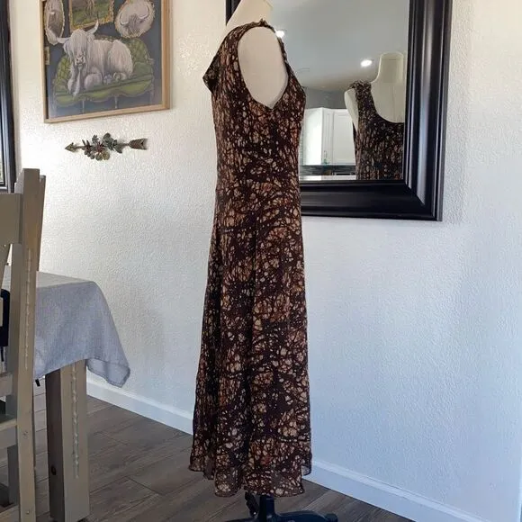 Jones New York Silk Butterfly Print Scoop Neck Sleeveless Maxi Dress Size 16 NWT