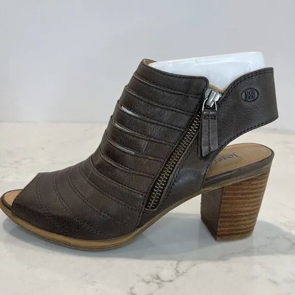 Josef Seibel Bonnie EU 37 US 6 - 6.5 Taupe Brown Leather Peep Toe Booties Sandal