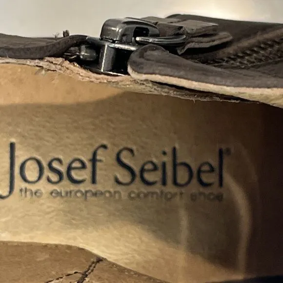 Josef Seibel Bonnie EU 37 US 6 - 6.5 Taupe Brown Leather Peep Toe Booties Sandal