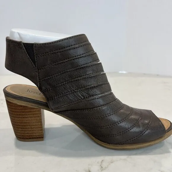 Josef Seibel Bonnie EU 37 US 6 - 6.5 Taupe Brown Leather Peep Toe Booties Sandal