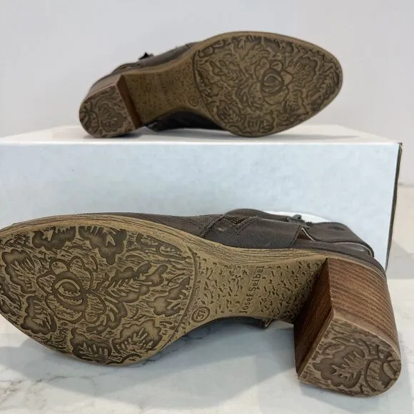 Josef Seibel Bonnie EU 37 US 6 - 6.5 Taupe Brown Leather Peep Toe Booties Sandal