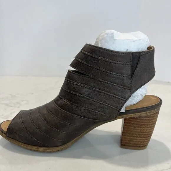 Josef Seibel Bonnie EU 37 US 6 - 6.5 Taupe Brown Leather Peep Toe Booties Sandal