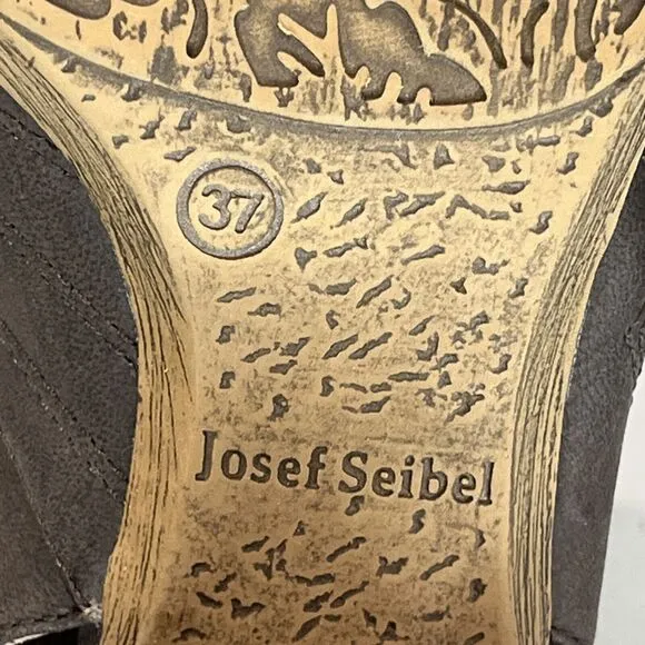 Josef Seibel Bonnie EU 37 US 6 - 6.5 Taupe Brown Leather Peep Toe Booties Sandal