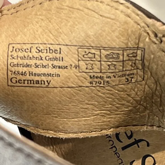 Josef Seibel Bonnie EU 37 US 6 - 6.5 Taupe Brown Leather Peep Toe Booties Sandal
