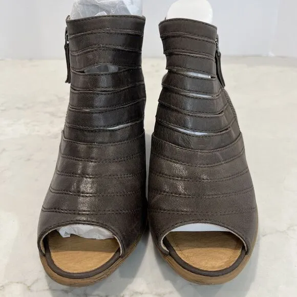 Josef Seibel Bonnie EU 37 US 6 - 6.5 Taupe Brown Leather Peep Toe Booties Sandal
