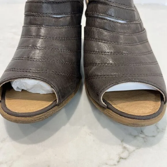 Josef Seibel Bonnie EU 37 US 6 - 6.5 Taupe Brown Leather Peep Toe Booties Sandal