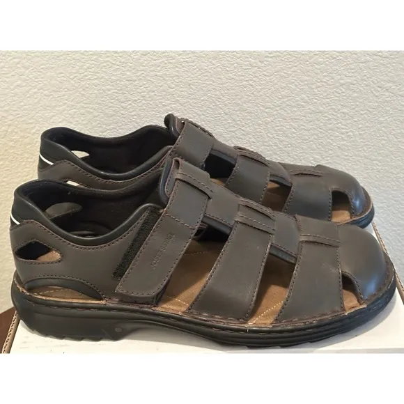 Josef Seibel Jeremy Men's Fisherman Dress Sandals Brown Leather Size 46 US 12