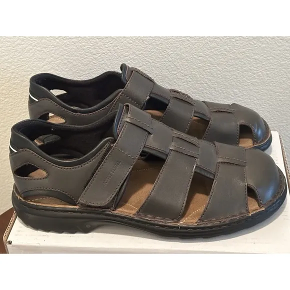 Josef Seibel Jeremy Men's Fisherman Dress Sandals Brown Leather Size 46 US 12