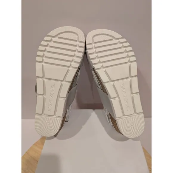 Josef Seibel Quinn 16 Wedge Sandals Strap Buckle Womens 6-6.5 EU 37 Ivory White