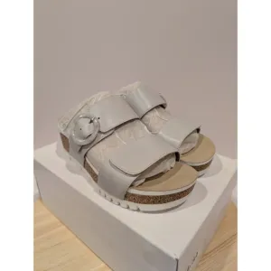 Josef Seibel Quinn 16 Wedge Sandals Strap Buckle Womens 6-6.5 EU 37 Ivory White