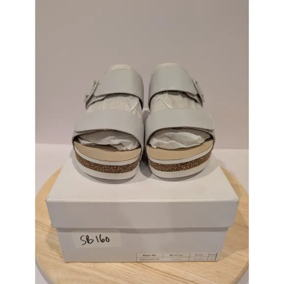 Josef Seibel Quinn 16 Wedge Sandals Strap Buckle Womens 6-6.5 EU 37 Ivory White