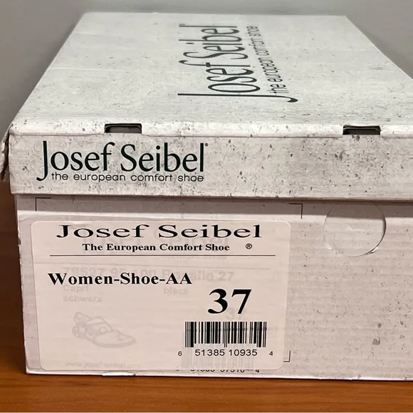 Josef Seibel Rosalie 27 Black Leather Adjustable Mary Jane Sandals Size 6-6.5