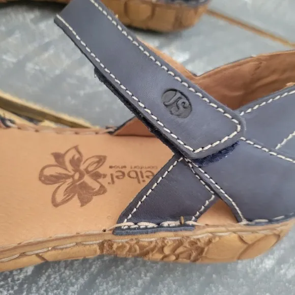 Josef Seibel Rosalie Size 38 Dark Blue Sandals Women's Size 7-7.5‎ Leather