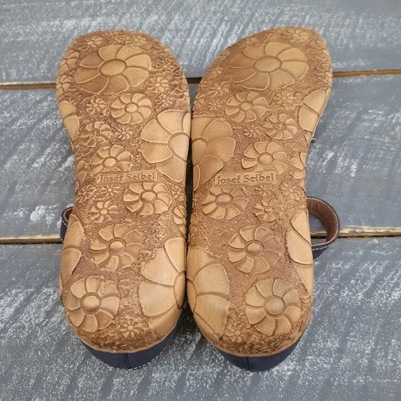 Josef Seibel Rosalie Size 38 Dark Blue Sandals Women's Size 7-7.5‎ Leather