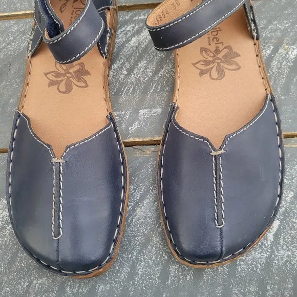 Josef Seibel Rosalie Size 38 Dark Blue Sandals Women's Size 7-7.5‎ Leather