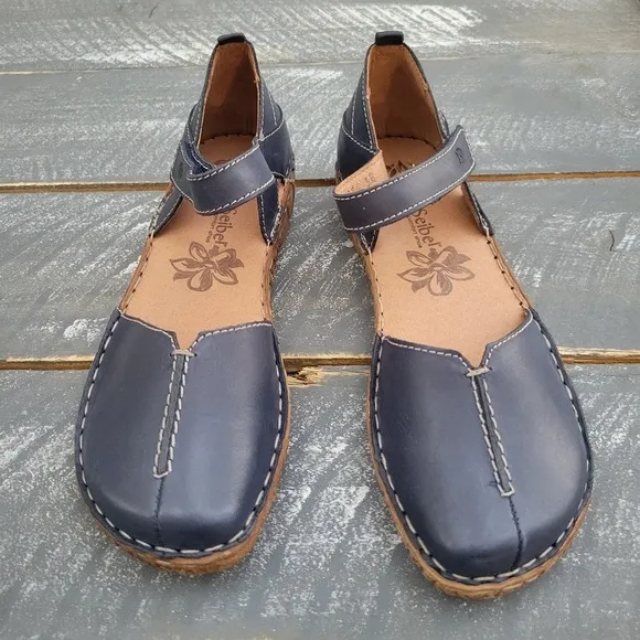 Josef Seibel Rosalie Size 38 Dark Blue Sandals Women's Size 7-7.5‎ Leather
