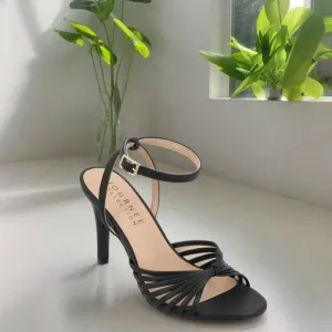 Journee Collection Womens Vanita Ankle Strap Stiletto Dress Sandals Black NIB