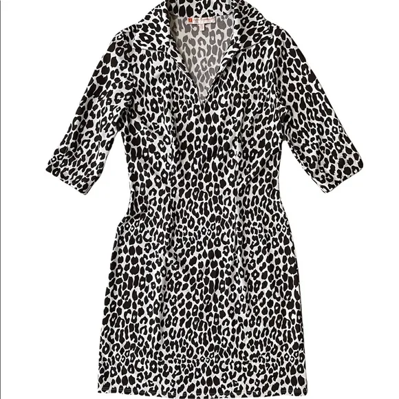 Jude Connally Animal Print Non-wrinkle Dress, White / Dark Brown, XS