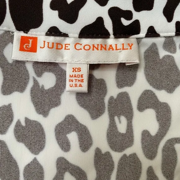 Jude Connally Animal Print Non-wrinkle Dress, White / Dark Brown, XS