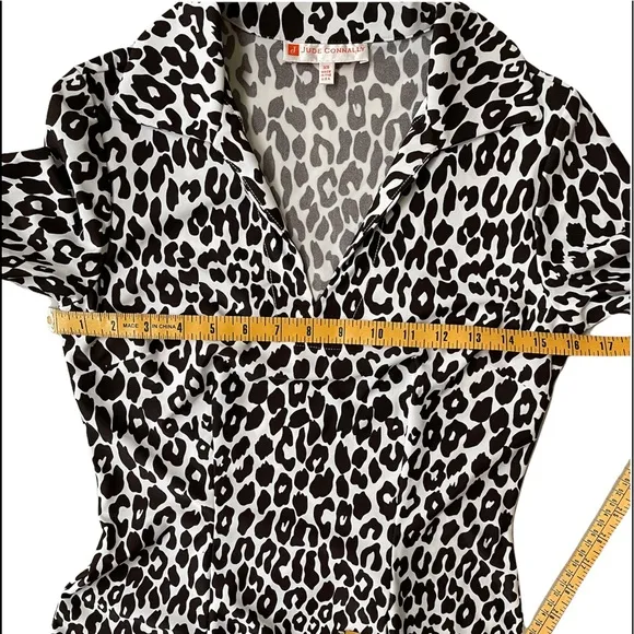 Jude Connally Animal Print Non-wrinkle Dress, White / Dark Brown, XS