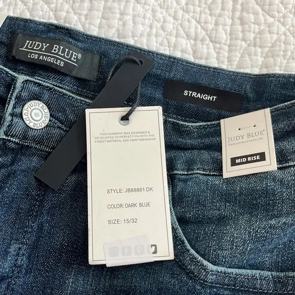 Judy Blue Jeans Hear Me Out Mid Rise Tummy Control Top Straight Leg 15/32
