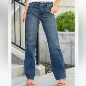 Judy Blue Jeans Hear Me Out Mid Rise Tummy Control Top Straight Leg 15/32