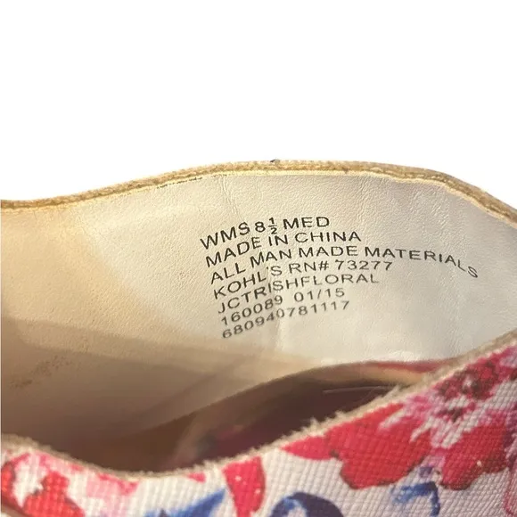 Juicy Couture Trish Floral Multicolor Wedge Sandals Size 8.5