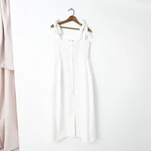 Juliett Dunn White Hand Embroidered Tie Shoulder Dress - Size 4-6
