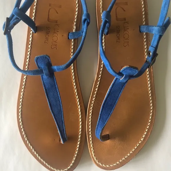 K. Jacques Picon Blue Suede Sandals