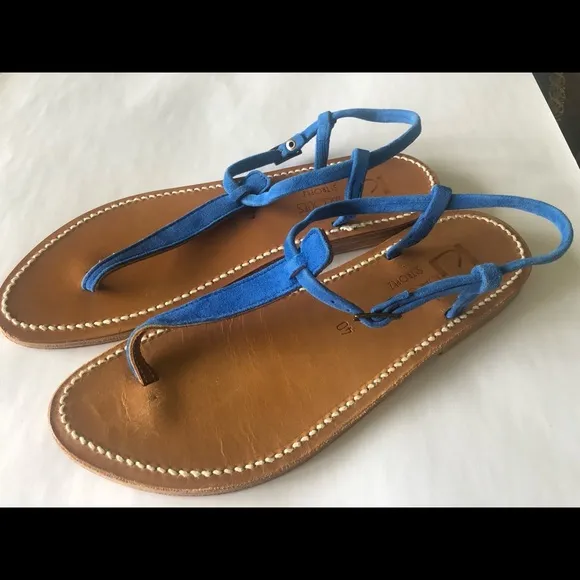 K. Jacques Picon Blue Suede Sandals