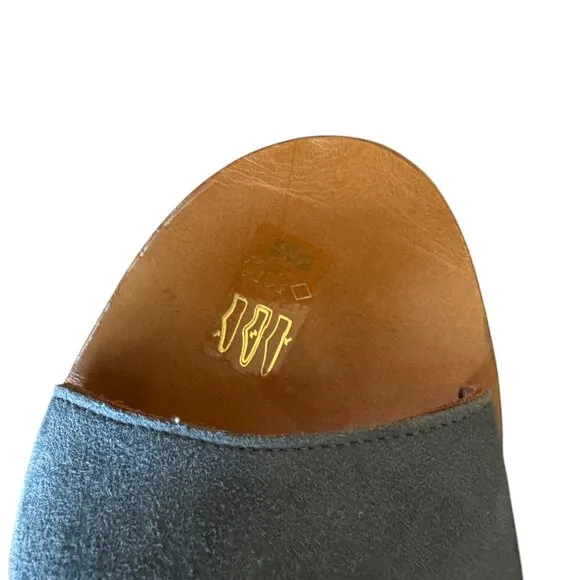 K Jacques St Tropez Wedge Cork Sandals Blue Suede Slip On Platform Summer Sz 41