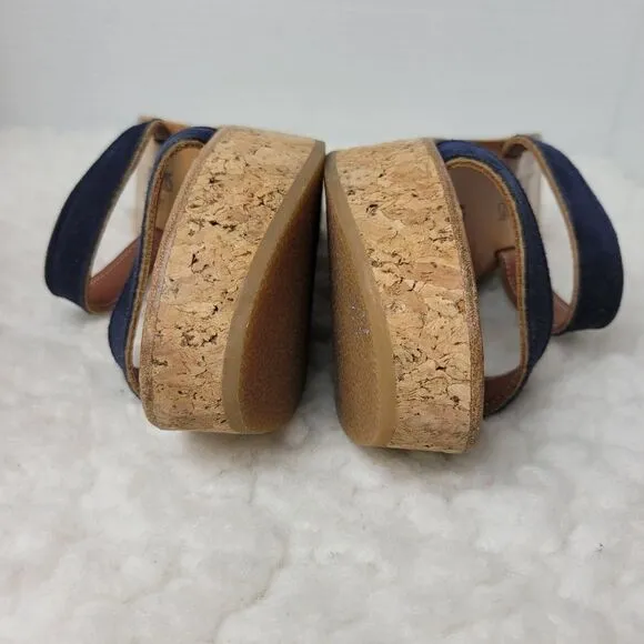 K. Jacques St Tropez Women's Size 6.5 Leather Cork Wedge heel Sandals