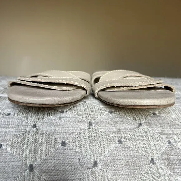 Kaanas Santorini Infinity Loop Nude Tan Leather Strappy Flat Sandals Women’s 11