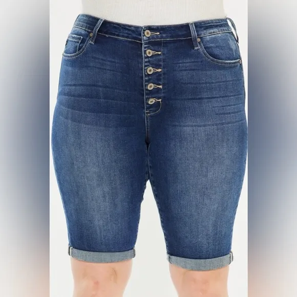 Kancan Cat's Whiskers Button Fly Denim Shorts