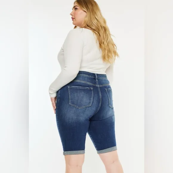 Kancan Cat's Whiskers Button Fly Denim Shorts