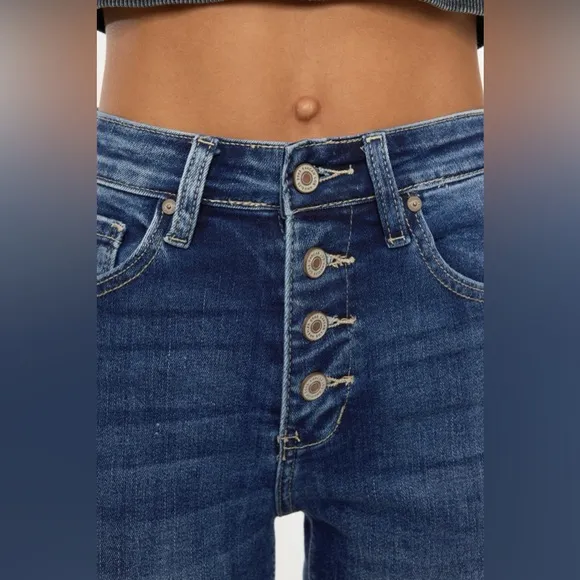 Kancan Cat's Whiskers Button Fly Denim Shorts