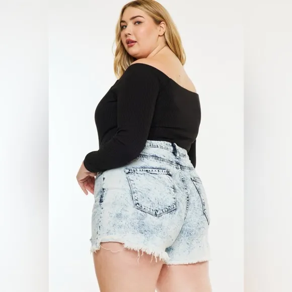 Kancan Full Size Distressed High Waist Denim Shorts