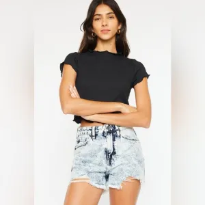 Kancan Full Size Distressed High Waist Denim Shorts