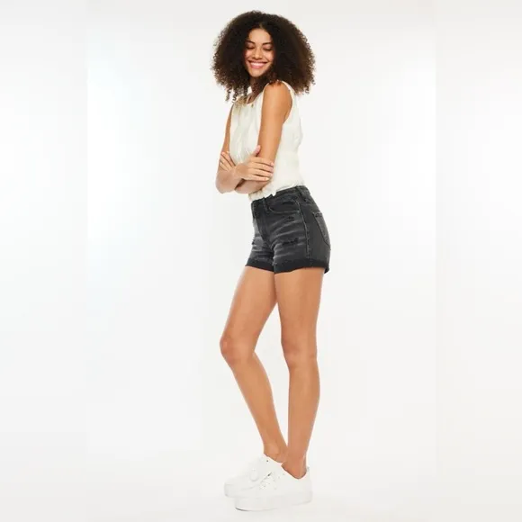 Kancan High Waist Distressed Denim Shorts