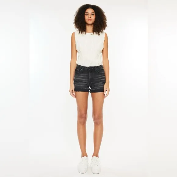 Kancan High Waist Distressed Denim Shorts