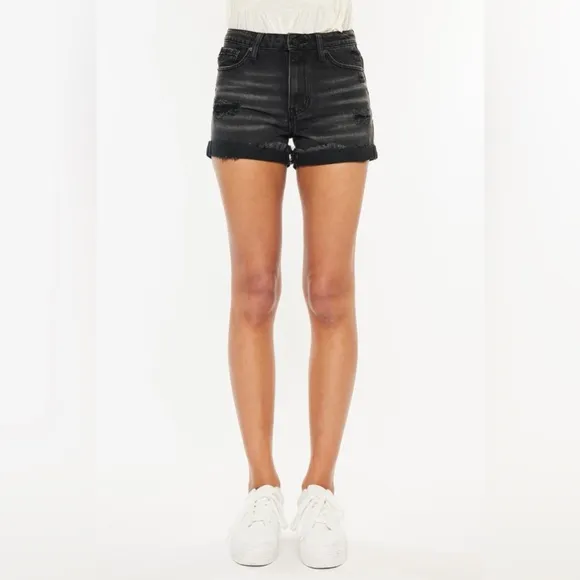 Kancan High Waist Distressed Denim Shorts