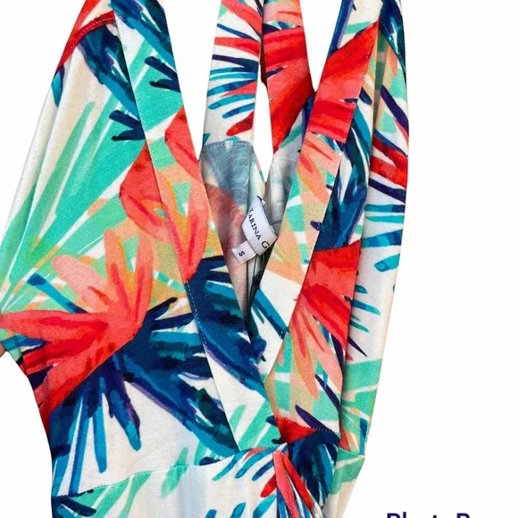 Karina Grimaldi Tropical Print Maxi wrap Dress
