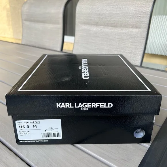 Karl Lagerfeld Leni Nappa bright white leather wedge heel