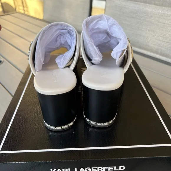 Karl Lagerfeld Leni Nappa bright white leather wedge heel