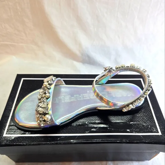 Karl Lagerfeld Paris Women's Size 7 Gwenda Rhinestones Ankle-Strap Sandals New