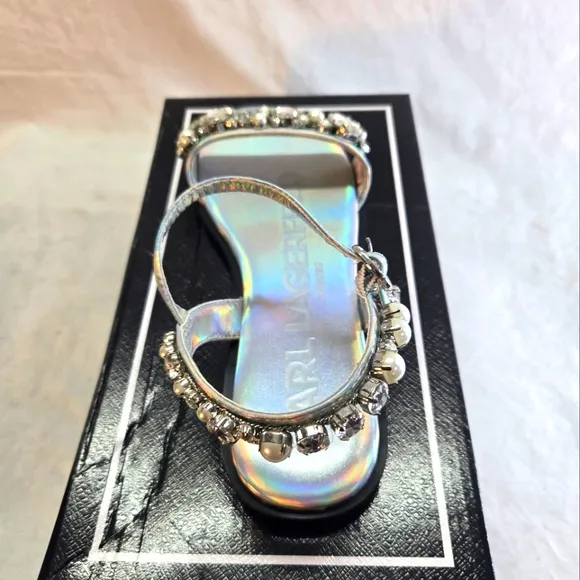Karl Lagerfeld Paris Women's Size 7 Gwenda Rhinestones Ankle-Strap Sandals New