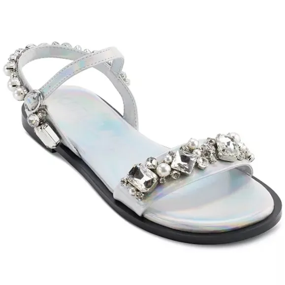 Karl Lagerfeld Paris Women's Size 7 Gwenda Rhinestones Ankle-Strap Sandals New