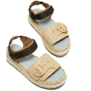 Kate Spade Acapulco Raffia Platform Sandals Natural Gingerbread Women's Size 9B